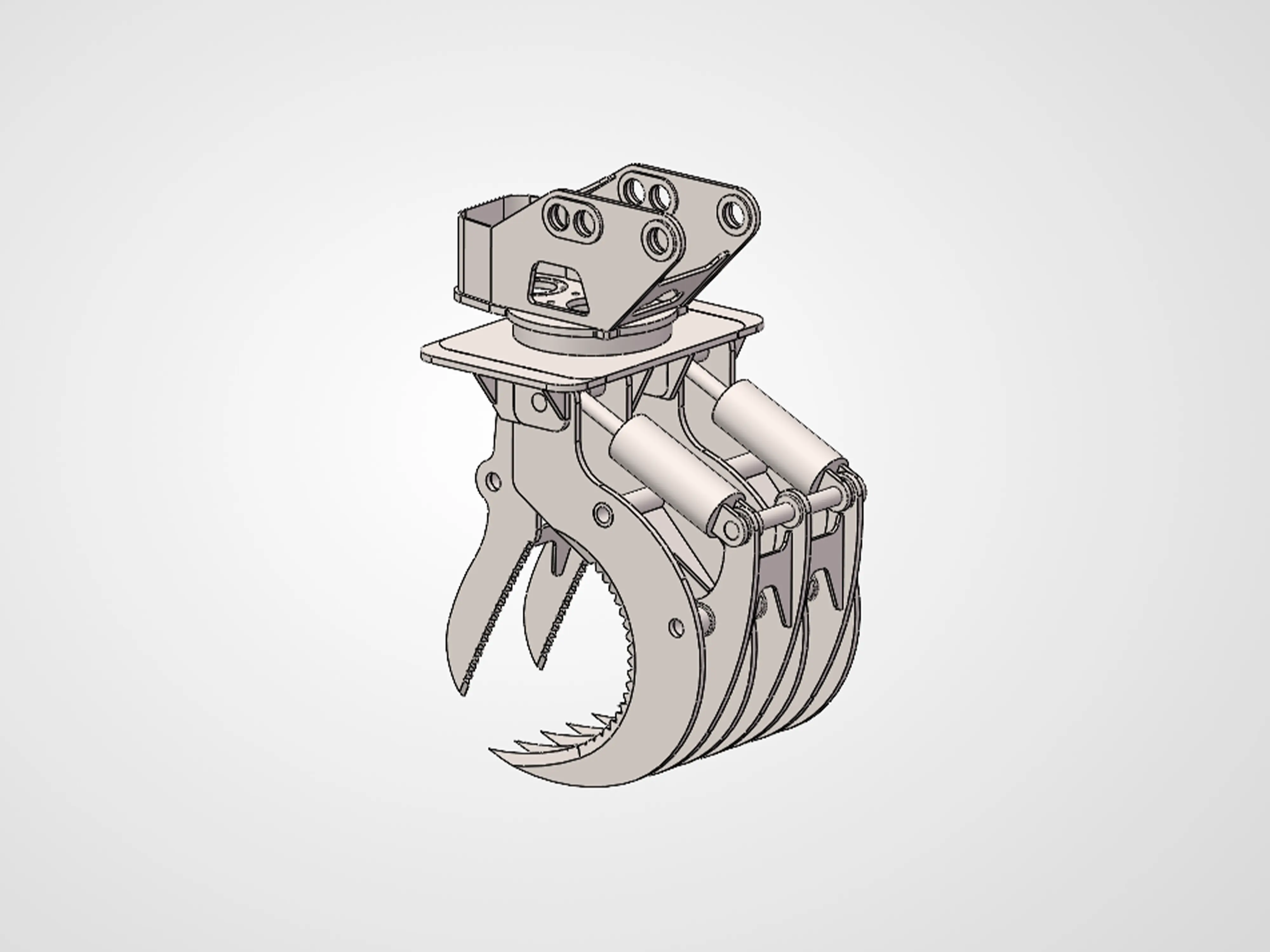 Hydraulic stump puller excavator attachment, second view